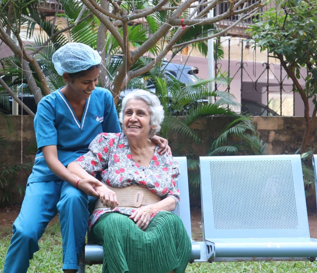 Peaceful garden and outdoor space at Aaji Care Old Goa elder care home