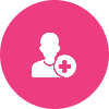 Medical care icon with a plus sign